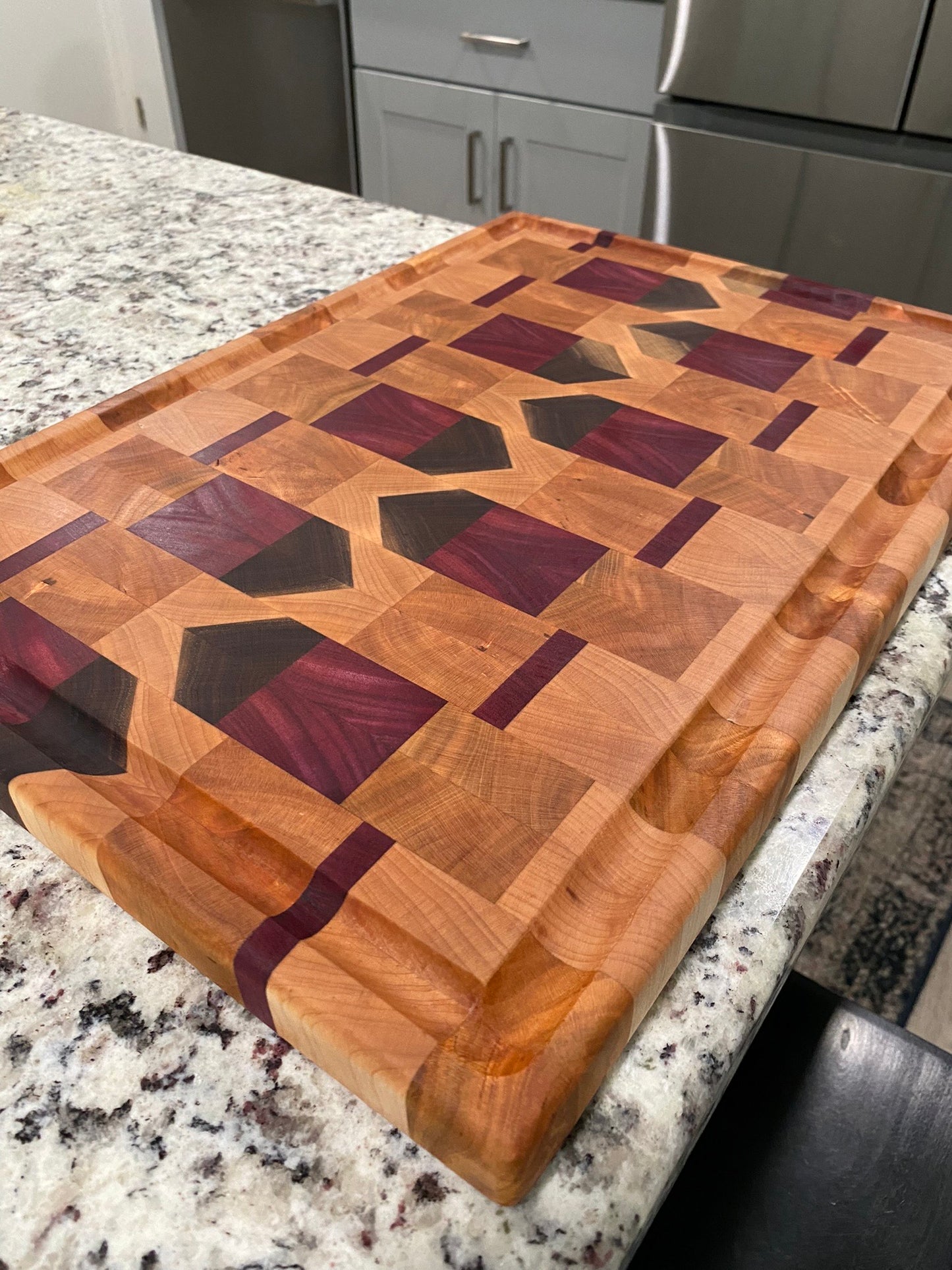 Sold - End Grain Purple Heart House w Juice Groove