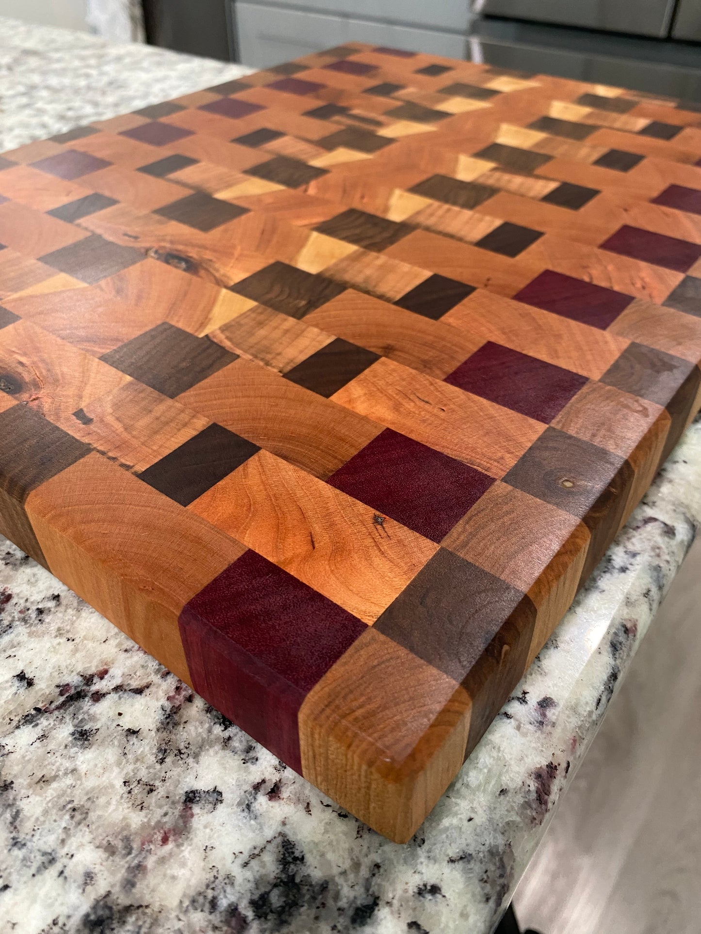 Sold - End Grain Cherry Wave with small Purple Heart Accents