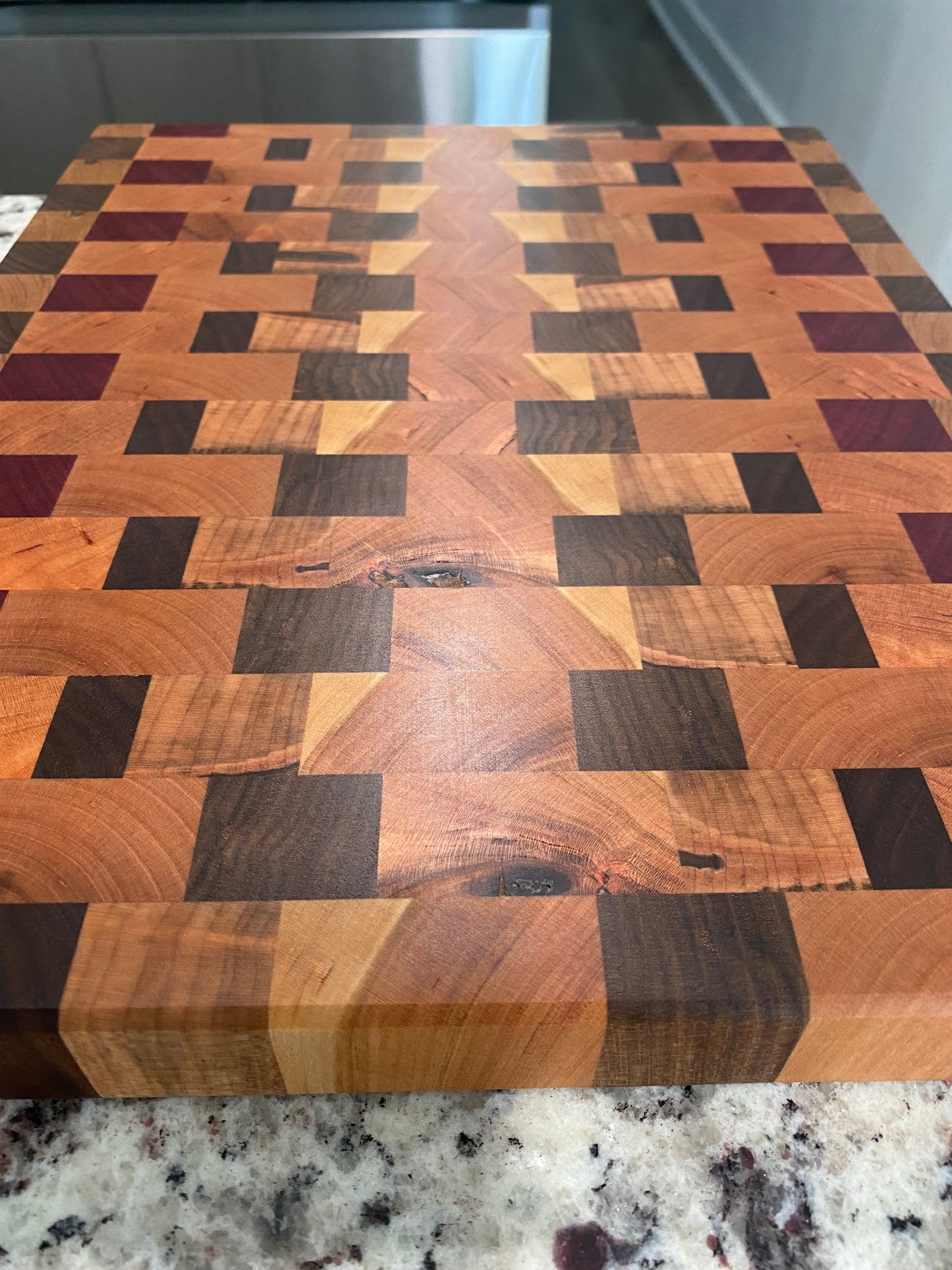 Sold - End Grain Cherry Wave with small Purple Heart Accents