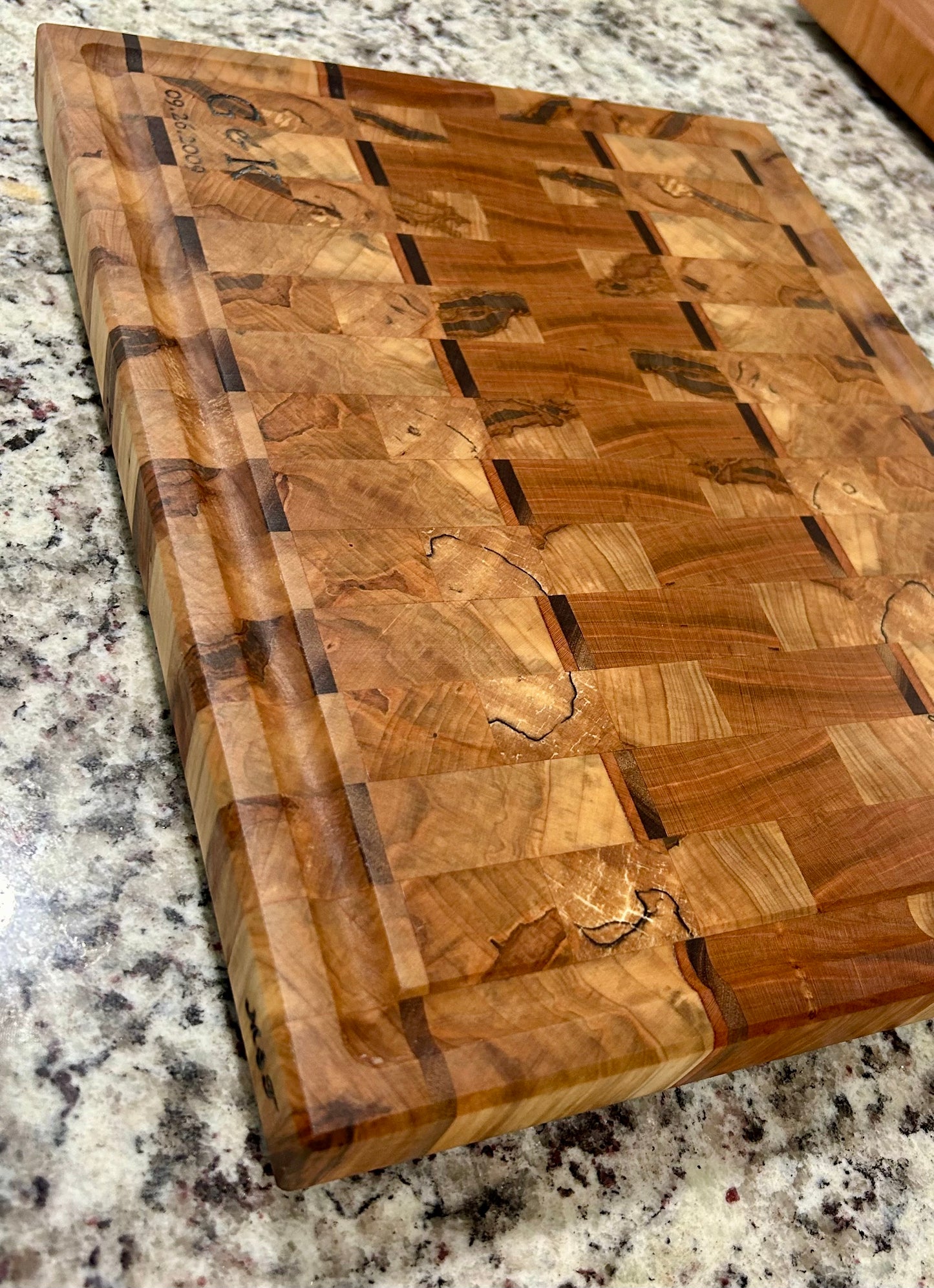 Sold End Grain Spalted Maple with Engraving