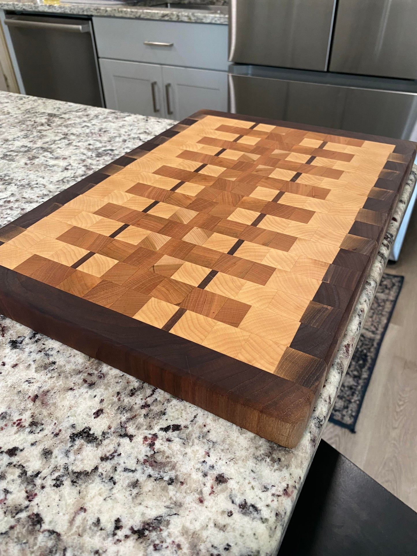 Sold - End Grain Cherry Maple, Walnut Border