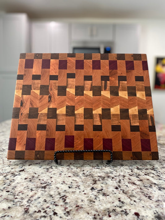 Sold - End Grain Cherry Wave with small Purple Heart Accents