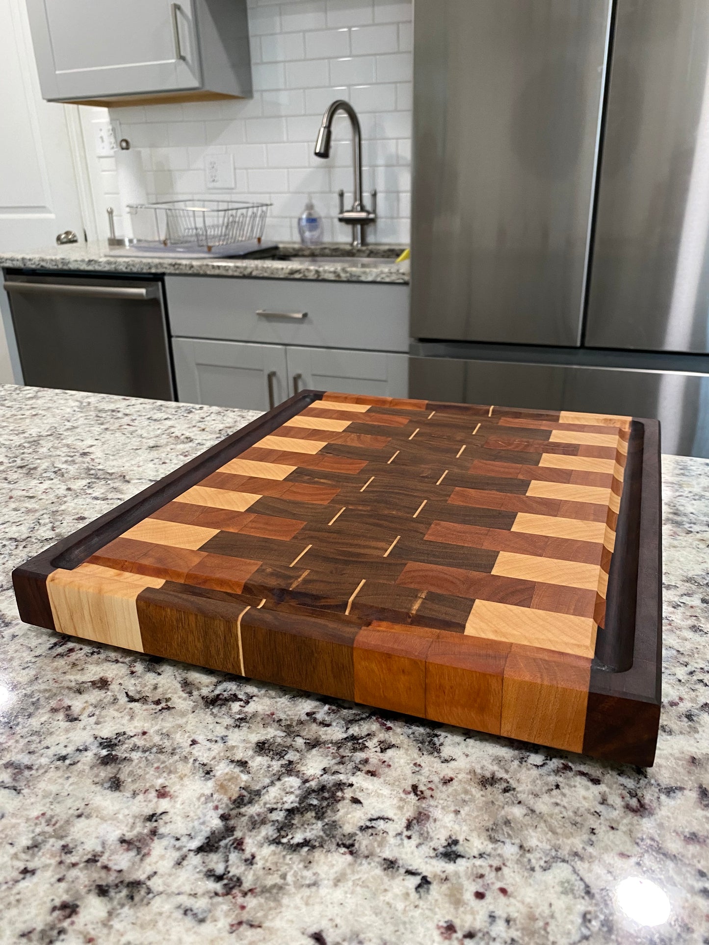 Sold - End Grain Walnut Border Mix - Maple Accent