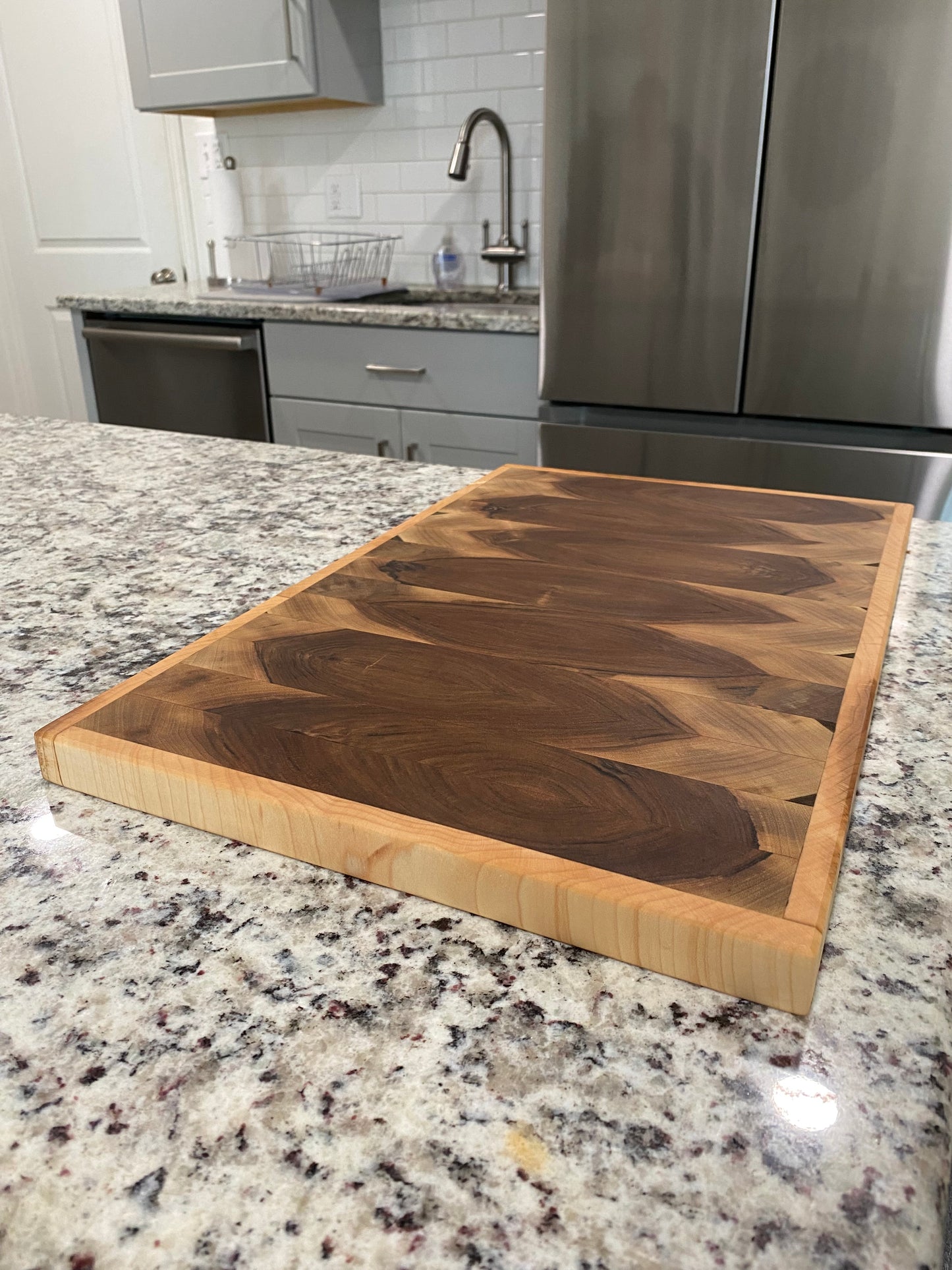 Sold - End Grain English Walnut with a Maple Border