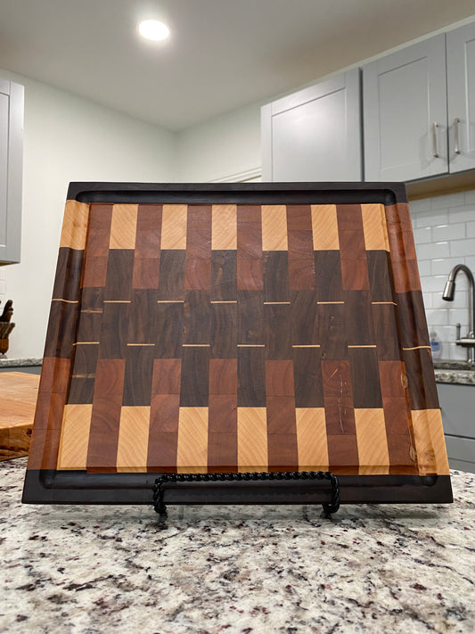 Sold - End Grain Walnut Border Mix - Maple Accent