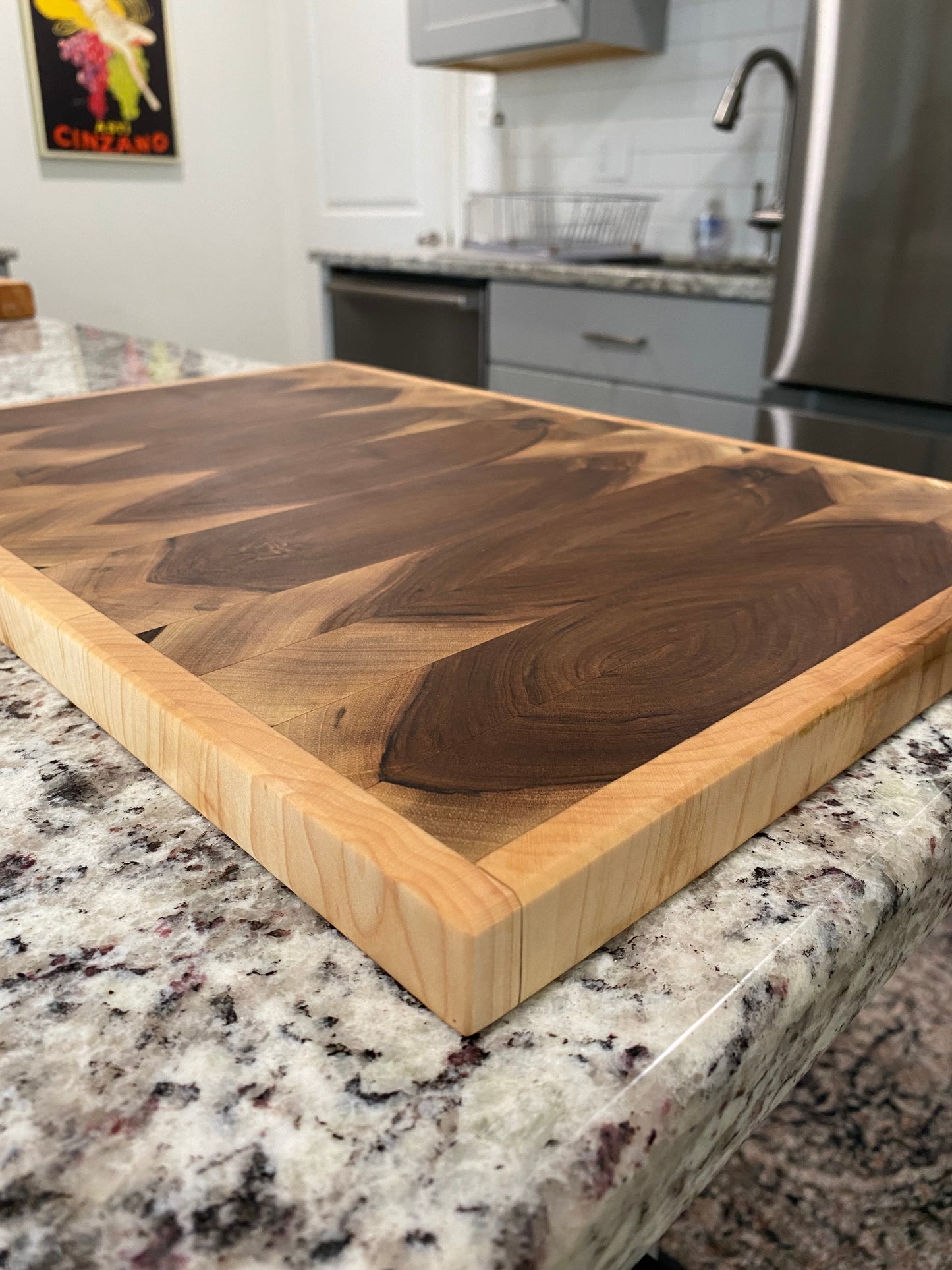 Sold - End Grain English Walnut with a Maple Border