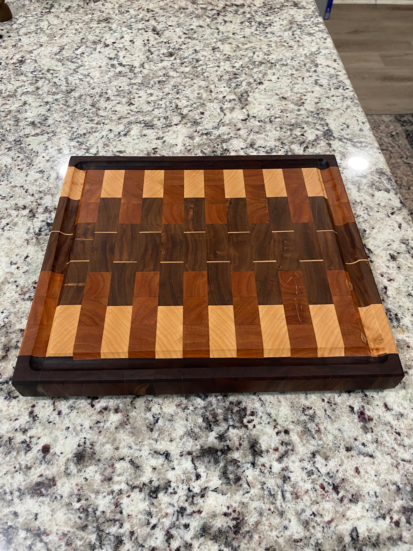 Sold - End Grain Walnut Border Mix - Maple Accent